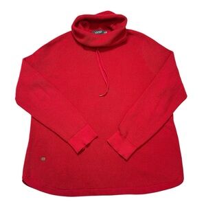 LRL Red Turtleneck Waffle Knit Long Sleeve Top 1X